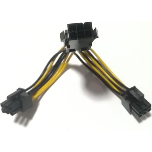 Computer Mainboard Graphics Video Card PCI-E PCIe 6Pin to Dual 6P PSU Power Supply Short Extension Cable Cord 18AWG Wire 10cm