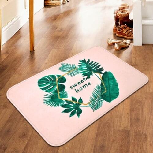 40x60cm Floor Mats Green Plants Printed Non Slip Shower Mat Bathroom Carpet Bath Kitchen Mats Rugs Home Decoration