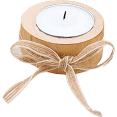Creative Wooden Candlestick Plant Pot Tray Candle Holder Table Desktop Decoration Wedding Holiday Decor Handicraft Ornaments