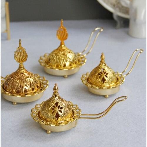 Arabic Incense Burner Metal Gold Plating Home Decor Censer Incense Burner Use In Home Teahouse Candle Aromatherapy Furnace