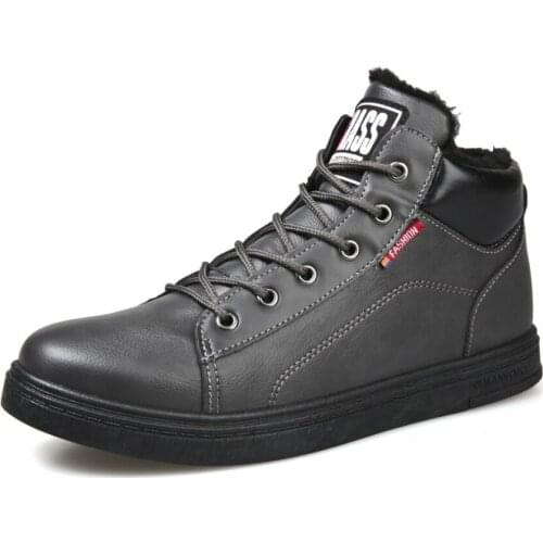 Men Snow Boots Winter Plush Warm Men Motorcycle Boots Lace-Up Non-slip Male Ankle Boots Waterproof Man Work Shoes botas hombre