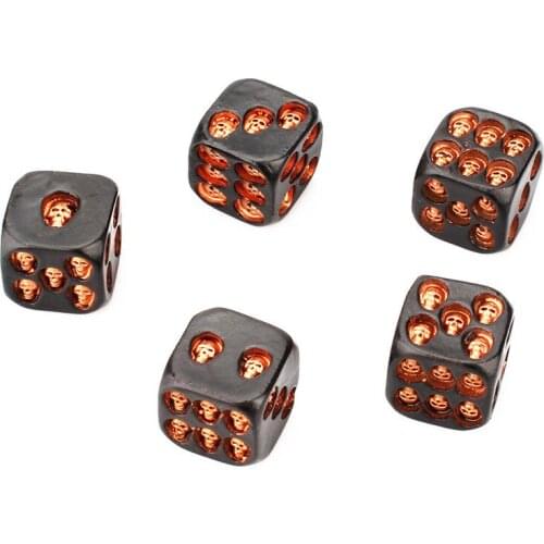 5Pcs/pack 18mm New Exotic Black Dice Gold Silver Skull Dice Set Game Creativity Festive party Entertainment Funny toys d&d dice