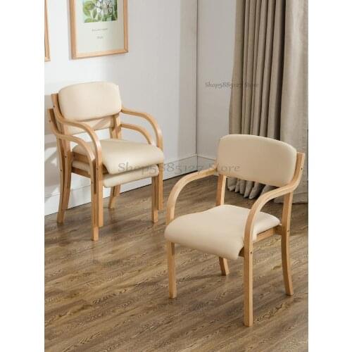 Dining Chair Solid Wood Chair Home Simple Single Wooden Chair Restaurant Nordic Armrest Stool Backrest Desk Chair Computer Stool