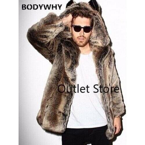 Autumn Winter Fashion Warm Men Women Faux Fur Coat Plus Size Hooded Jacket Bear Ear Warm Jacket Overcoat Loose Casual Outwear