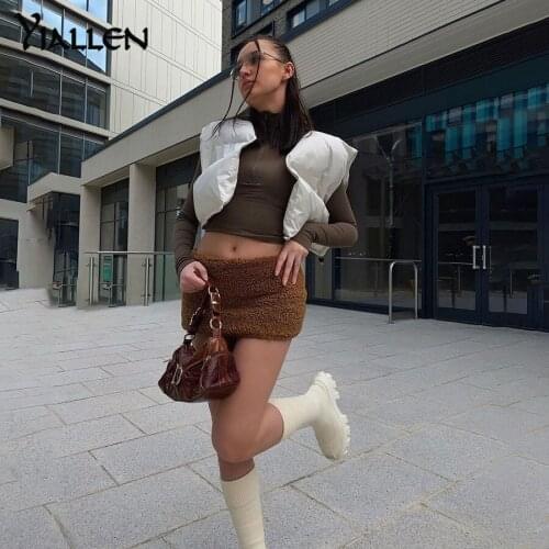 Yiallen Autumn Solid Cotton-Padded Down Vest 2021New Women Puffer Clothing Hipster Sleeveless Open Stitch Female Streetwear Coat