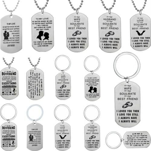Stainless Steel Necklace Wife Husband To My Love Boyfriend Lover Family Dog Tag Pendant Chain Valentines Day Birthday Gifts