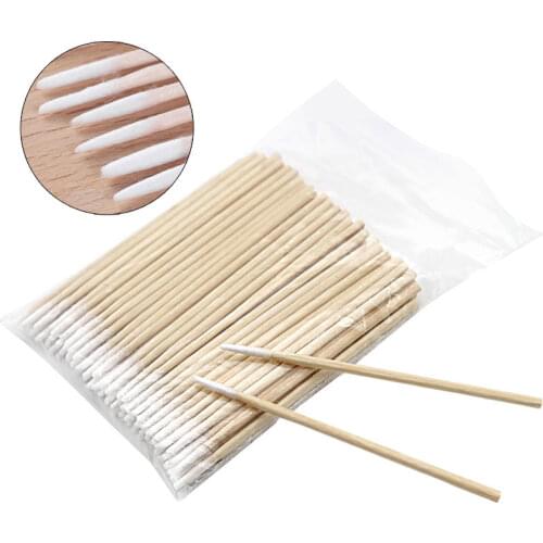 100/300/500pcs Disposable Wood Cotton Buds Swabs Lint Free Micro Brushes Ear Clean Stick Eyelash Extension Glue Removing Tools