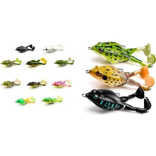 Frog Lure,Fishing Lures Kit Set Realistic Frog Swimbait Floating Bait with Metal Hooks for Freshwater Saltwater