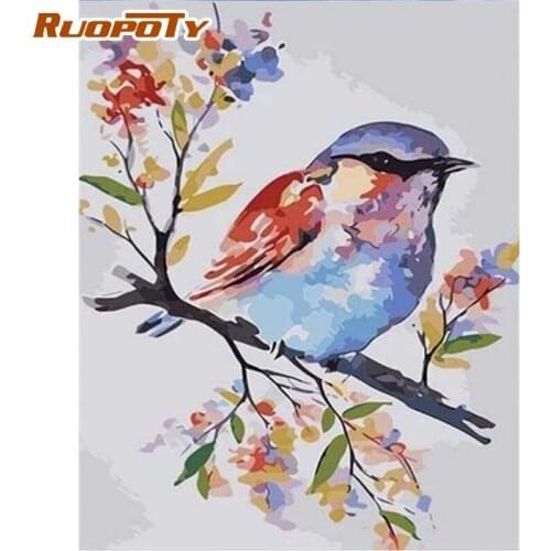 RUOPOTY Bird In Picture Painting By Numbers Kits For Adults Children Handmade Unique Gift Diy Framed On Canvas Home Decor Crafts
