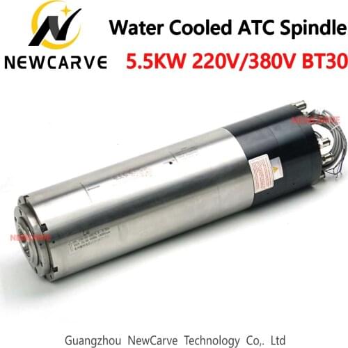 ATC Spindle 5.5kw 18000rpm Water Cooled Automatic Tool Change Spindle For Metal Cutting With BT30 220V 380V NEWCARVE