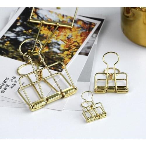 Nordic Style Seal Golden Tail Clip Snack Long Tail Folder Metal Hollowed Seal Clip Office Accessories Binder Clips Metal Clips