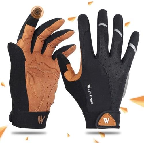 Reflective Ridding gloves Outdoor Sport All-finger shock-absorbing anti-skid Breathable motorcycle MTB Cycling gloves