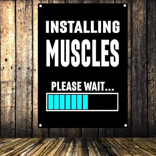 INSTALLING MUSCLES PLEASE WAIT... Inspirational Quotes Poster Motivational Success Banners Wall Art Flag Tapestry Wall Decor