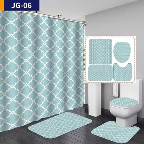 Shower Curtain Geometric Pattern Waterproof Mildew Proof Bathtub Bath Curtains Modern Polyester Fabric Bathroom Toilet Decor