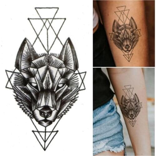 1pcs Waterproof Temporary Tattoo Sticker Geometry Animal Wolf Fake Tattoo Sticker Body Art Water Transfer Sticker Decals