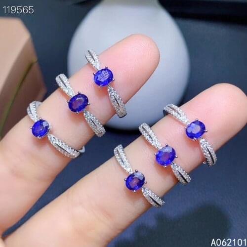 KJJEAXCMY fine jewelry S925 sterling silver inlaid natural sapphire new girl vintage gemstone ring support test Chinese style