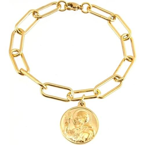 100% Stainless Steel San Benito Bracelet For Women Gold/Silver Color Metal St. Benedict Coin Virgin Mary Bracelets