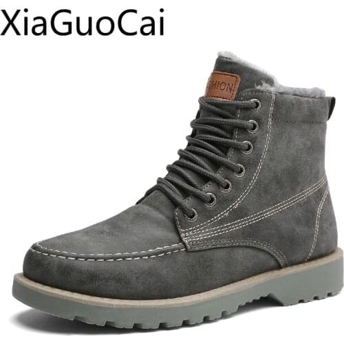 Winter Warm Mens Snow Boots Shoes Waterproof Plush Warm Mens Martin Boots High Top Winter Military Boots