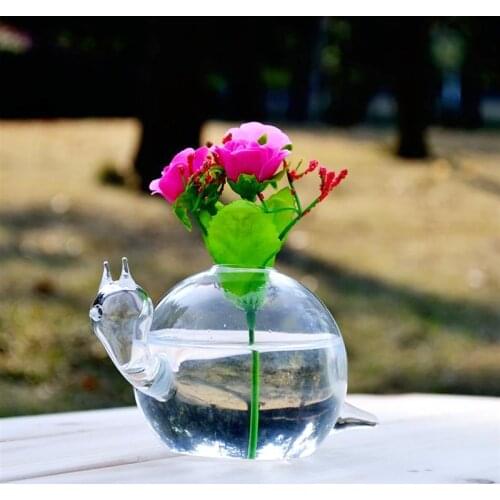 1Pc Snail Shape Handmade Glass Vase Flower Container Plant Vase Snail Bowl Glass Vase Decorative Flower Vase (White)