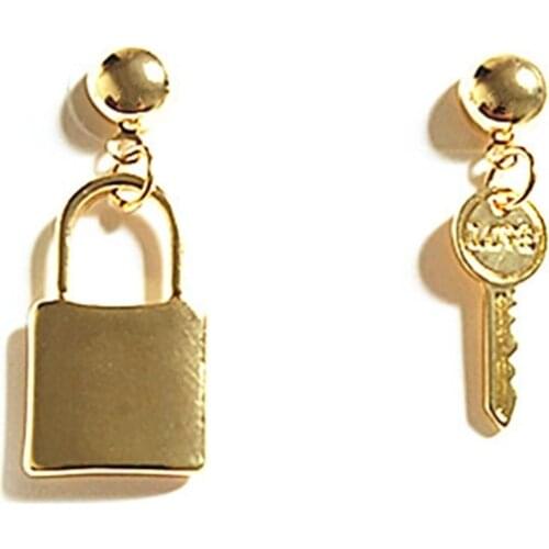 12 pair /lot wholesale fashion jewelry metal lock key earrings