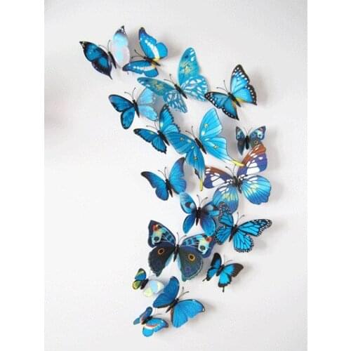 12pcs New Qualified Wall Stickers Decal Wall Stickers Home Decorations 3D Butterfly Rainbow PVC Wallpaper for living room
