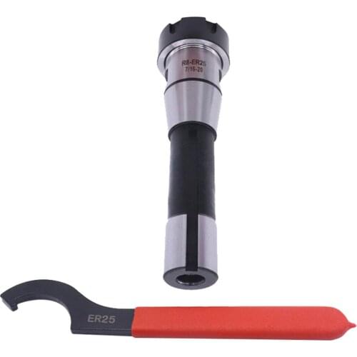 2 Clamp Chuck R8 Er25 with Hook Wrench Performance Stability