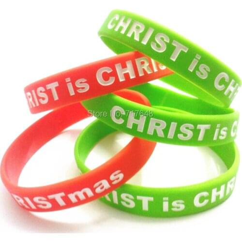 200pcs Christ is Christmas wristband silicone bracelets free shipping by FEDEX