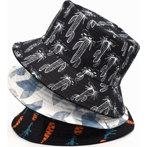 2020 Womens Hat Cotton Black Foldable Two-Sided Wear Bucket Hat Female Beach Basin Hat Fisherman Travel Hat Panama Hat M76