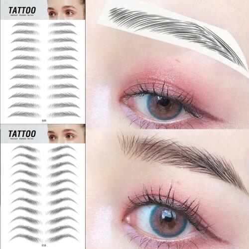 3/11 Pairs New Magic 4D Hair-like Eyebrow Tattoo Sticker False Eyebrows Long Lasting Waterproof Eye Brow Stickers Makeup Tools