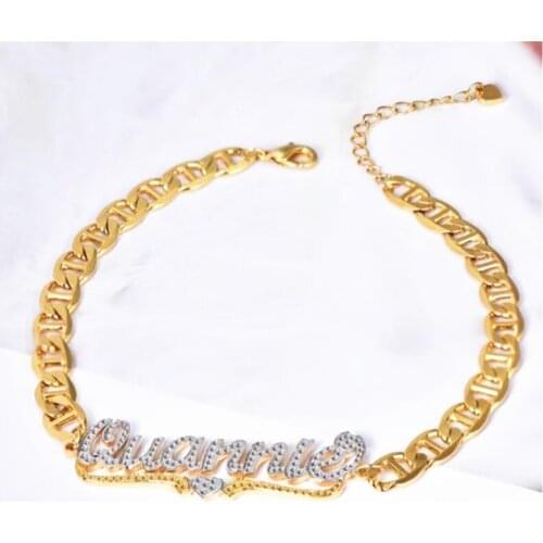 3UMeter Hip Hop Letter Necklace Name Gothic Double Plated Name Necklace Old English Custom Carving Batch of Flowers for Gifts