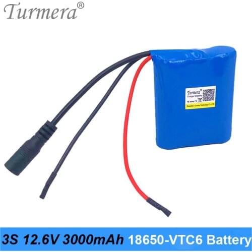 3S Lithium Battery Pack 10.8V 12.6V 3000mAh Reachargeable US18650VTC6 3000mAh 30A Battery Cell with 3S 40A BMS for Screwdriver