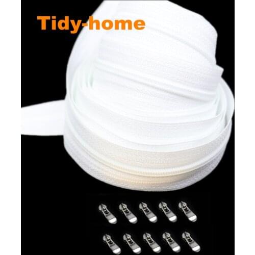 5/10 Meters #3 Nylon Zipper With Thicken Zipper Slider Long Zippers For Quilt Pillow Cushion White Zippers Black Zipper