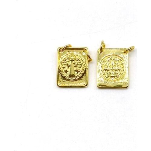 5pcs/Lot Gold Jewelry Gold Filled Brass Cross San Benito Charm Joyeria