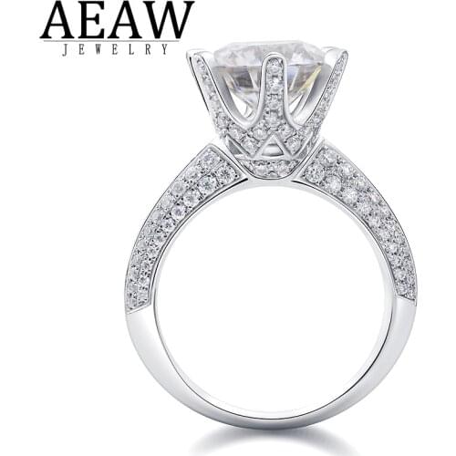 AEAW 14K White Gold Ring 3ct Moissanite Diamond Ring Party Engagemen Anniversary jewelry Ring WIth GRA certificate