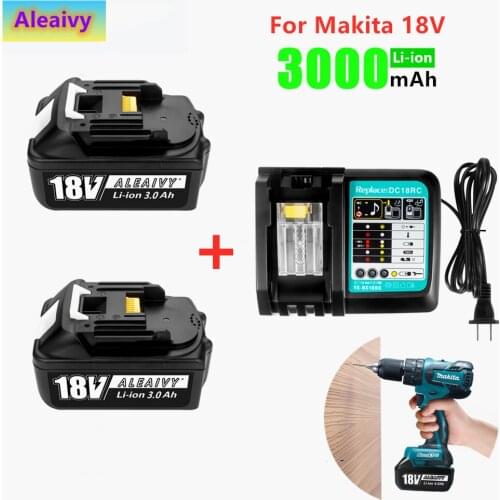 Aleaivy Original 18V 3000mAh For Makita Rechargeable Power Tools Battery with LED Li-ion Replacement LXT BL1860B BL1860 BL1850
