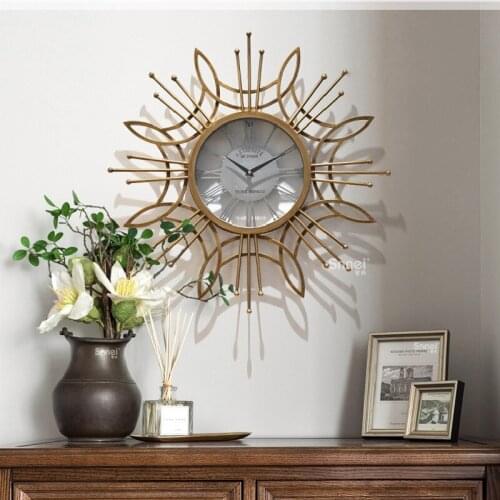 Large American fashion creative clock wall decoration household art personality clock Nordic luxury living room clock decoration
