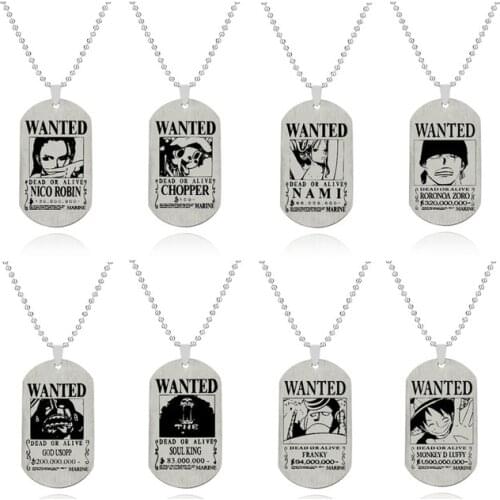 Anime One Piece Necklace Luffy Zoro Robin Chopper Warrant Pendant Necklace Men Women Anime Friendship Collier