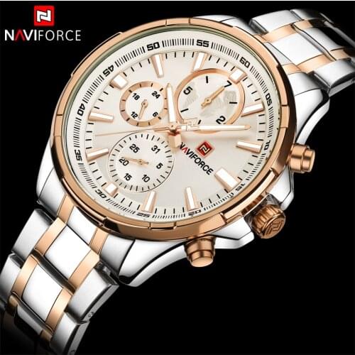 NAVIFORCE Top Luxury Brand Watches Men Business Fashion Mens Watches Stainless Steel Week Display Male Clock Relogio Masculino
