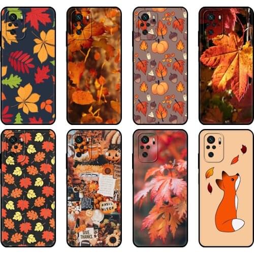 Black tpu Case For Xiaomi Redmi 9T Case Redmi Note 9T Note 10 Pro Case Autumn leaves fall fox pumpkin Halloween Splendid