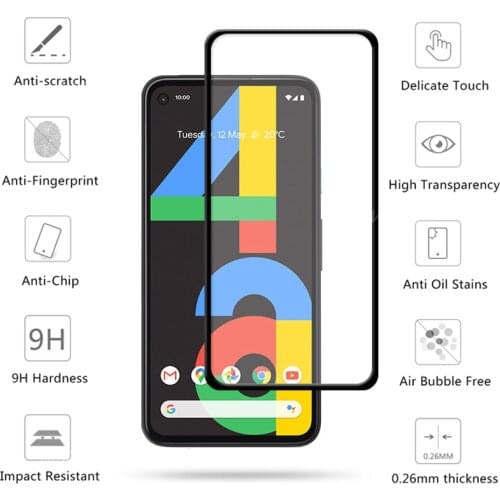 Para Google Pixel 4a vidrio vidrio templado pegamento completo Protector de pantalla HD para Google Pixel 4a Cristal de lente