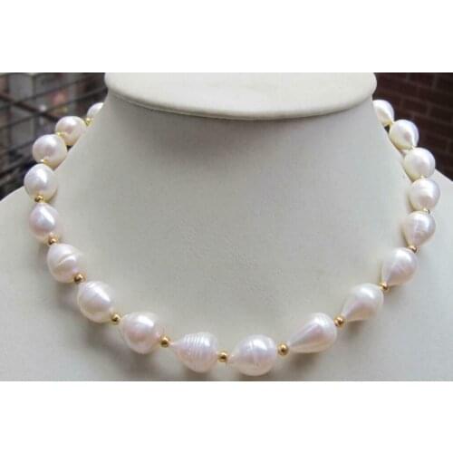 Perfect AAA 11-13mm Akoya White Pearl 14k Gold Necklace 18