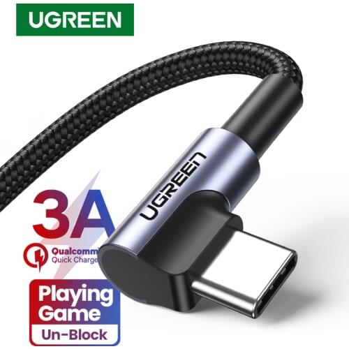 UGREEN USB C Cable Right Angle USB A to Type C 3A Fast Charger Cable for Samsung S10 S9 S8 Plus Note9 Quick Charger 3.0 USB Cord