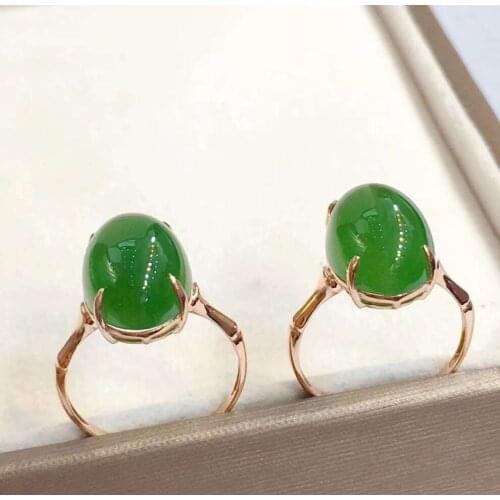 Natural And Real Jade Ring Stone Rings Solid 925 Silver Gemstone Ring
