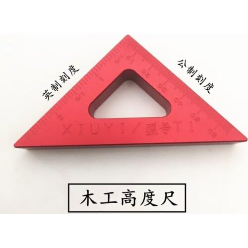 Double scale Multi-Usage Aluminum Alloy Carpenter Height Square Ruler Mounting Woodworking Tools Triangle Ruler