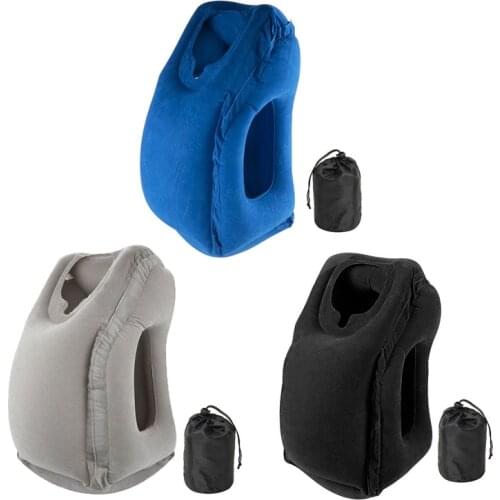 PVC Inflatable Travel Sleeping Bag Portable Cushion Neck Pillow for Men Women Outdoor Airplane Flight Train Office Sleeping Easy
