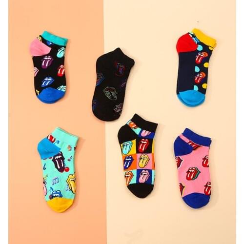 Unisex Funny Women Socks Cute Colorful Tongue Harajuku Skateboard Street Men Male Female Spring Autumn Summer Hapyy Socks