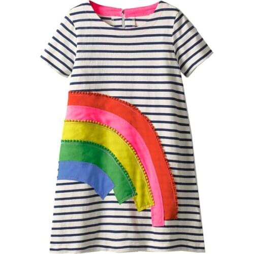 New Girls Dresses Summer Baby Girls Cartoon Decals Dresses Kids Cotton Clothing Casual A-Line Dresses for 2-7 Yrs