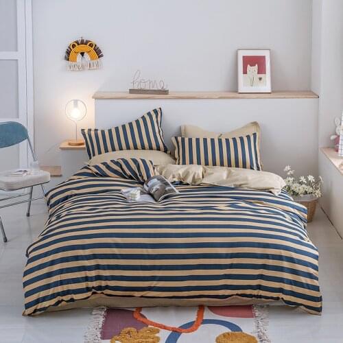 New Four-Piece Aloe Cotton Cartoon Pattern Bedding Set Fresh And Simple Fashion Skin-Friendly Sanding Bedding Set Multi-Size
