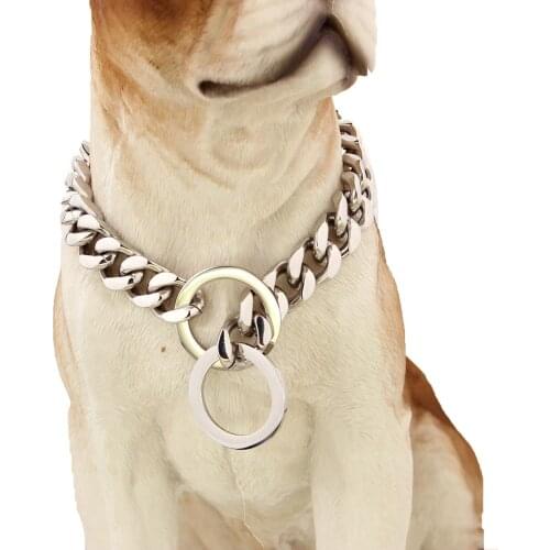Tiasri Stainless steel Dog Collar P chain Four sides Polished pet necklace Metal Chain Dog Training Iron Collars Dogs Accessory