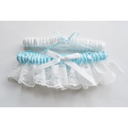 2pcs/set Tiffany Bride Garter lace bow Womens Sexy Garters Bride princess Leg ring Belt Suspender Wedding accessories supplies